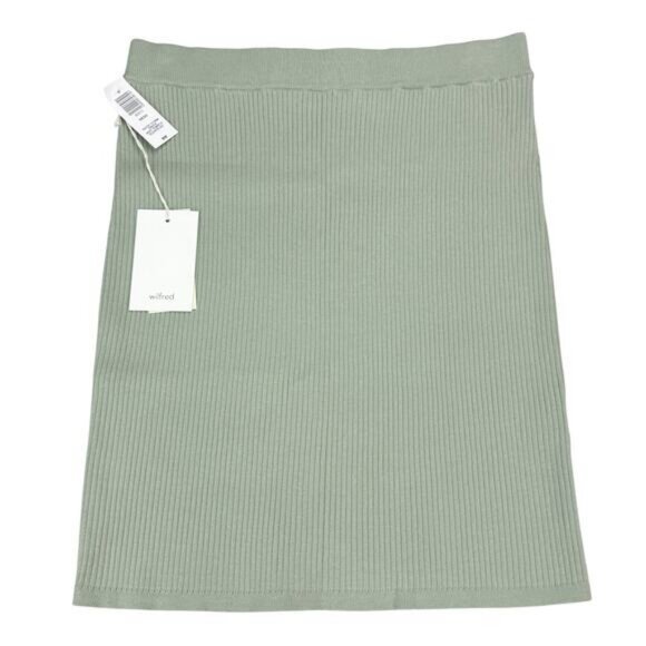 NWT WILFRED Aritzia Reso High Waisted Knit Mini Skirt Size Medium Sage Green - Picture 4 of 8